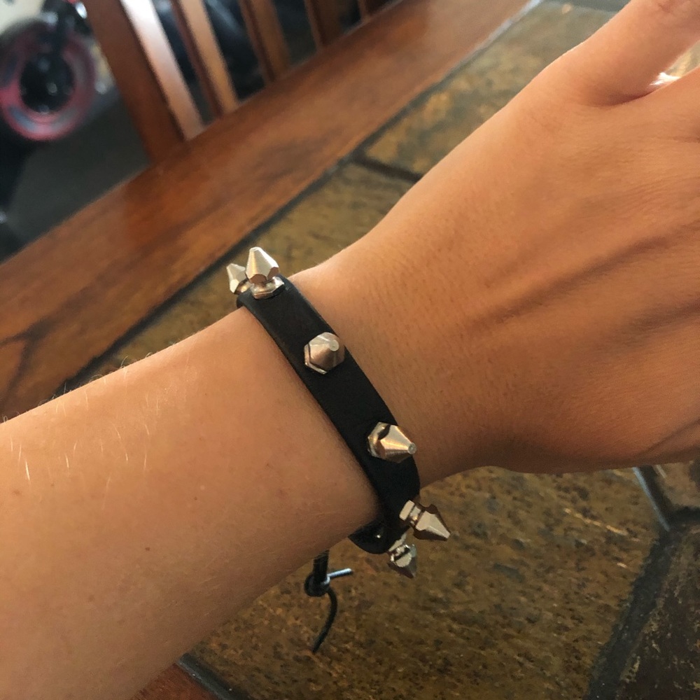 Chan Luu Black Leather Silver Stud Wrap Bracelet
